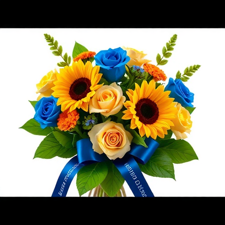 Mezuniyet Buketi - Blue and gold flowers