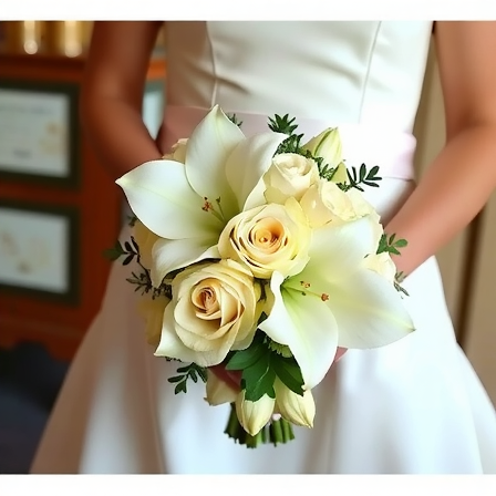 Düğün Buketi - White roses and lilies